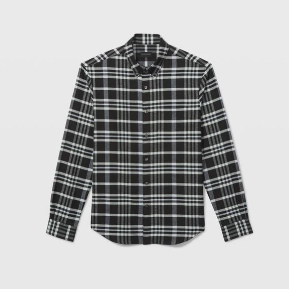Club Monaco Long Sleeve Open Plaid Flannel Shirt - Picture 4 of 10